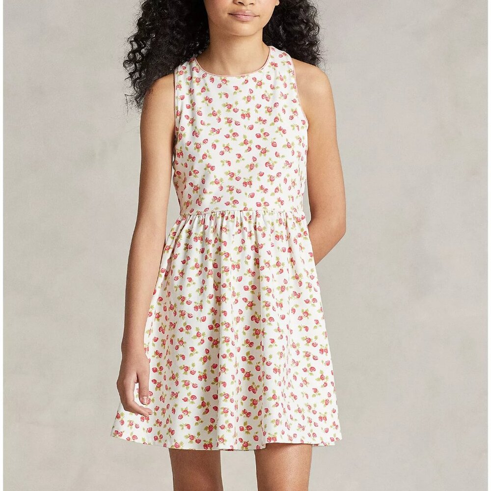 NWT Polo Ralph Lauren Strawberry Fruit Jersey Cotton Blend Girl's Dress XL